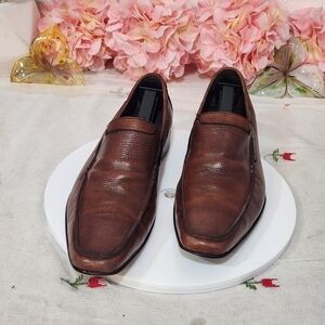 Rush By Gordon Rush Brown Leather Loafer Style Men's Slip on Dress Shoes Sz: 9